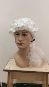 Halloween costumes cosplay White lawyer wig for theatrical costumes Judge wig cap