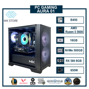 Thùng PC AURA 01 | Ryzen 5 5600 16GB Ram | VGA RX 580/ RTX 3050/ RTX 3060 Mới BH 36T