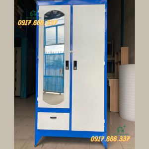 Tủ quần áo sắt tĩnh điện 2 cánh mới giá rẻ có hộc lật giao nhanh HCM