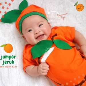 🍊 baju bayi jumper bayi model karakter buah jeruk 🍊
