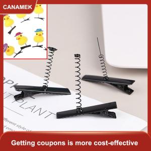 【CANAMEK】 10PCS đen kim loại Pinch Alligator tóc Clip 40mm với dây cuộn mùa xuân thủ công kẹp tóc cho bữa tiệc thời trang ủng hộ trẻ em Đồ chơi