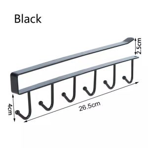 K.1pcs Kitchen cabinet hooks Cup hook Stainless steel 6 row hook Kitchen storage hook Bathroom storage hook Partition hook Cup Holder Hang High quality hang hooks