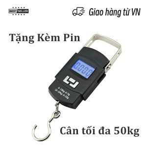 Tặng Kèm Pin - Cân Hành Lý Điện Tử Cầm Tay Mini Màn Hình Sử Dụng LCD HD Sáng - Cân Tối Đa 50kg - Cân Treo Điện Tử Mini