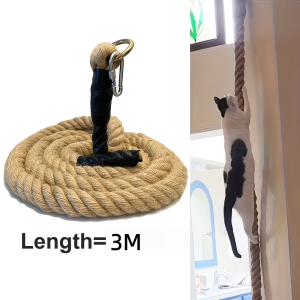 118.11 inch Long 34.9mm Thickened Cat Climbing Rope with Hook & Ring Cat Climbing Toy