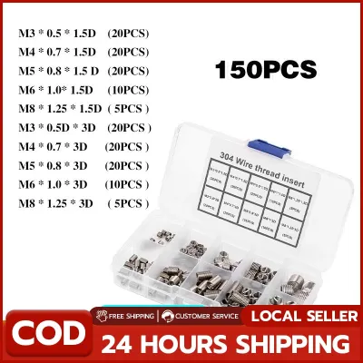 150PCS Stainless Steel Thread Repair Insert Kit M3 M4 M5 M6 M8 Rivet Nut Kit Helicoil Thread Repair Insert Kit