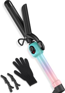 1 Inch Ceramic Medium Curling Iron for Short Hair 280-450 ° F Temp Dial 25mm Medium Barrel for Classic Curls & Natural Waves Dual Voltage Gradient Color
