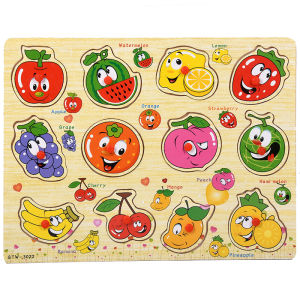 WE Puzzle Kayu Knob ABC Fruit dan Number Murah Chunky Puzzle Anak Kayu 3D Puzzle Huruf Buah dan Angka Jigsaw Wooden Edukasi