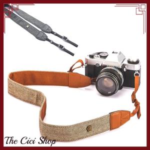[The Cici Shop] สายคล้องกล้องแบบพกพาสายคล้องคอแบบวินเทจสายคล้องกล้องผ้าฝ้าย100% สำหรับกล้อง Sony Nikon Canon Olympus DSLR