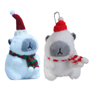 Giáng Sinh Capybaras móc khóa vải nhung lông búp bê mềm Mặt Dây Chuyền Phim Hoạt Hình Capybaras Mặt Dây Chuyền Thích Hợp Cho Ba Lô Và vòng chìa khóa Decors