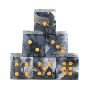 NOBLELYN 6-Sided Digital Game Dice 16mm Stone Stone Dice Quartz Quartz Dice DND RPG