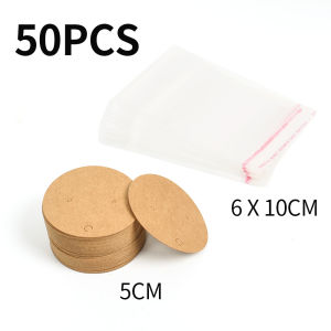 ILOVEDIY 50PCS Earrings Necklace Cardboard Packaging Square Display Card with Ziplock Bag Retro Hanging Board Ordinary Jewelry Display Rack