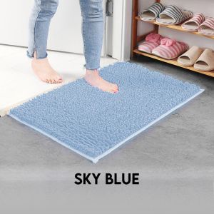 [SG STOCK] Fluffy Microfiber Chenille Floor Mat Anti Slip Water Absorbent Rug For Stylish Bathroom Kitchen Doormat
