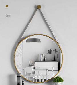 Elegant Nordic-Style Anti-Fog Round Bathroom Mirror with Metal Frame and Scratch-Resistant Surface - 50cm/60cm