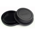 Front Cover & Rear Lens Cap for Canon Penutup Lensa Kamera Tutup Tutupan Pelindung Lensa DSLR Dari Debu Kotoran Lens Protector Kamera Camera Hobi Foto Photo Fotografer Photography s0979 - Hitam. 
