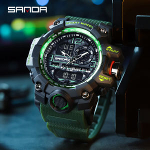 SANDA Brand Military Men Sports Army Watches Big Dial Analog Digital Quartz Waterproof Mens Wrist Watch For Man