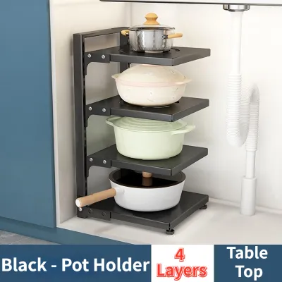 Kitchen Rack 2/3/4 Layers Adjustable Multifunction Pot Shelving Kitchenware Storage Rack