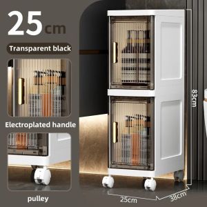 25CM-30CM/Transparent Slim Plastic Drawer Gap Plastic Drawer Cabinet Bathroom Cabinet Moving Rack Kitchen Narrow Organizer Storage Cabinet