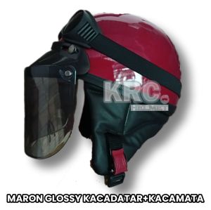 Helm Chips Cat Retro Dewasa Classic Kaca Datar + Kacamata/Helm Klasik/Helm Club