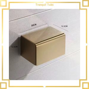 【Get the Perfect Fit】 Tranquil Toilet Paper Holder 20cm Length Gold Stainless Steel Bathroom Tissue Box Toilet Paper Storage Shelf Holder Wall Mounted Bathroom accessories Punch Free