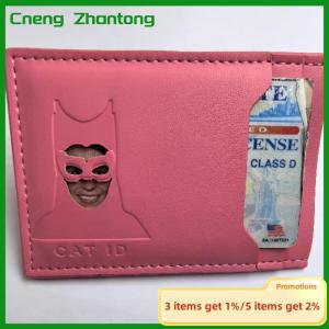 Cneng Leather Style Character ID Card Clip Hollow Out Character Design Multiple Card Slots Storage Protective Cover Gift