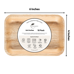 Compostable Palm Leaf 4x6" Plates 10-unit Pack Eco-Friendly Biodegradable Disposable Recyclable Natural