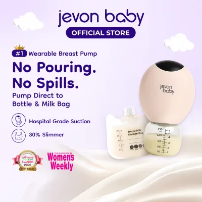 Jevon Baby Wearable Electric Breast Pump (Single Pump) | Direct to Storage | Hospital Grade Suction | Wireless Handsfree | Portable