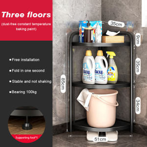 Installation-Free Triangular Shelf Kitchen Folding Rack Toilet Bathroom Kitchen Multi-Purpose Shelf HX28-2681