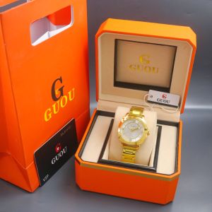 Paket Box Exclusive Big + Paper Bag / Jam Tangan Guou Mutiara VA-541SPA / Jam Tangan Fashion Wanita Tali Rantai Diameter 35cm