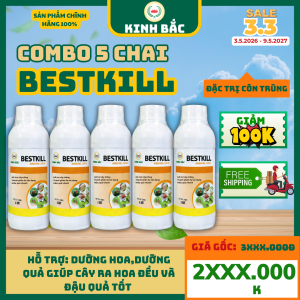 (Combo 2 chai Bestkill) chai 1000ml-Kinh Bắc-Quản lý nhiều loại côn trùng chích hút lẫn miệng nhai rầy rệp mọt cành sâu thân cuốn lá ruồi vàng và nhiều loại khác hiệu quả từ 1-3 tháng