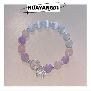 HUAYANG01 [HOT FASHION] Moonlight Bowknot Beaded Bracelet Light Luxury Elastic Bracelet For Girls Women Jewelry Accessories Gifts
