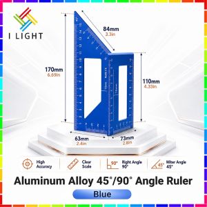 (Fast&COD)45°/90° Aluminum Alloy Angle Ruler Woodworking Square Multifunction Ruler Gauge Ruler
