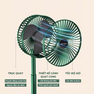 [FRESHIPS] Quạt tích điện gấp gọn mini super có thể gấp nhỏ gọn tặng kèm pin dây sạc rất tiện cho bàn làm việc cuả bạn