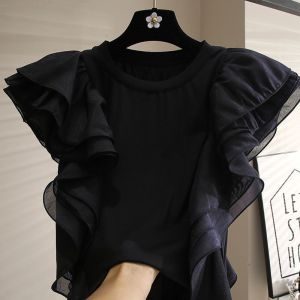 Ruffled panel T-shirt for women