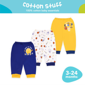 Cotton Stuff Play All Day Collection Baby Pajama Pants for Boys 100% Cotton Infant Newborn Clothes 3pcs (3-24 Months)
