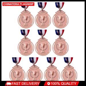10Pcs Gold/Silver/Bronze Medal Sports Rewards with Neck Ribbon Students Rewards 5cm Metal Winner Medals for Sports Games