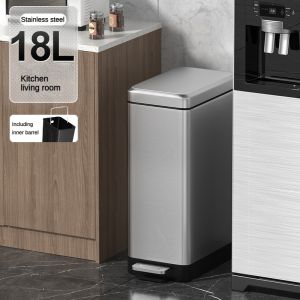 Fast Delivery Stainless Steel Soft Closing Trash Can Dustbin with Foot Pedal Large Waste Bin