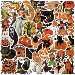 52Pcs Funny Vegetable Transfers Removable Impermeable Decorative Labels For Electronic Devices Halloween Party DIY Decorations