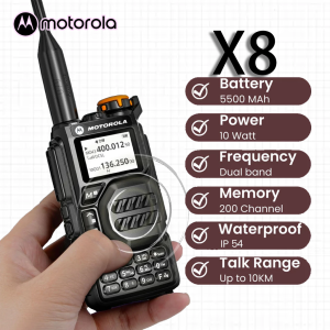 Motorola walkie talkie 30KM long range X8 10W High Power waterproof FM AM radio VHF UHF type c fast intercom outdoor
