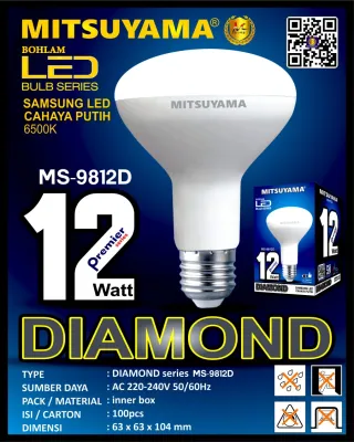 Win Grosir - Lampu Bohlam LED Bulb Mitsuyama Diamond 12 Watt dan 15 Watt Cahaya Putih dan Cahaya Warm White