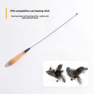 [QPet]🚀 Competition-Grade Wooden Handle Cat Teaser Long Brush Holder Feather Kitten Self-Hi Relieving Stuffy Bell