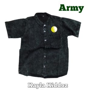 Kayla kiddoz Kemeja Jeans Anak Laki - LAki Koko Kurta Baju Hem Fano Denim Kemko Umur 1 - 13 Tahun