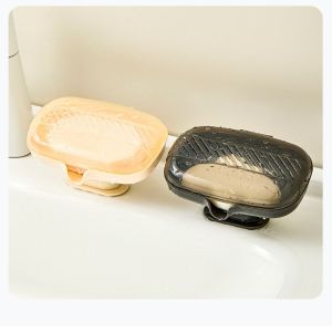 PLLEWY Sloped Drainage Draining Soap Box Dustproof Lid Suction Cup Base Soap Dish Durable Soap Container for Bathroom Sink Countertop