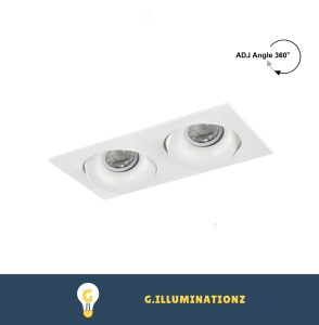 Single / Double 360 Adjustable Angle GU10 Recessed Downlight Fittings / LED Spot Light for False Ceiling / Round Square