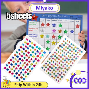5 Pieces/bag Stamping Five Pointed Star Sticker Self Adhesive Colorful Sparkle Star Stickers