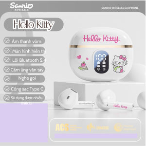 Tai Nghe Không Dây Sanrio BL48 Bluetooth 5.4 Có Mic Hai Chế Độ Cảm Ứng Kèm Màn Hình Hiển Thị Pin (JA SHOP)