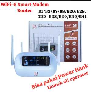 4G Lte Modem Home Router Vemo K12 + jam Digital WiFi-6 Port Type-C Untuk power Bank Full band Unlock all operator Screen LCD