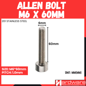 M6 (6mm) Allen Bolt Stainless Steel Hex Allen Bolt Socket Cap screw Hex Socket Screw Hardware Tools