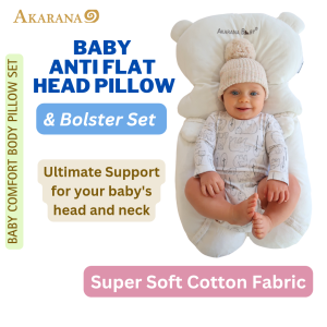 Akarana Baby Anti Flat Head Pillow Newborn Pillow Baby Supportive Pillow Set Baby Comfort Body Pillow Set Bantal Baby