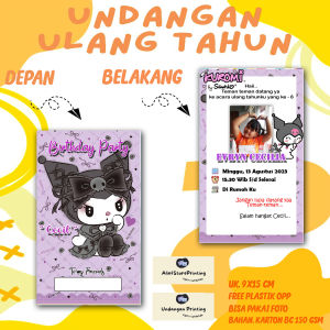 Undangan Ulang Tahun Anak  KUROMI Custom Karakter  Free Foto Design dan Plastik