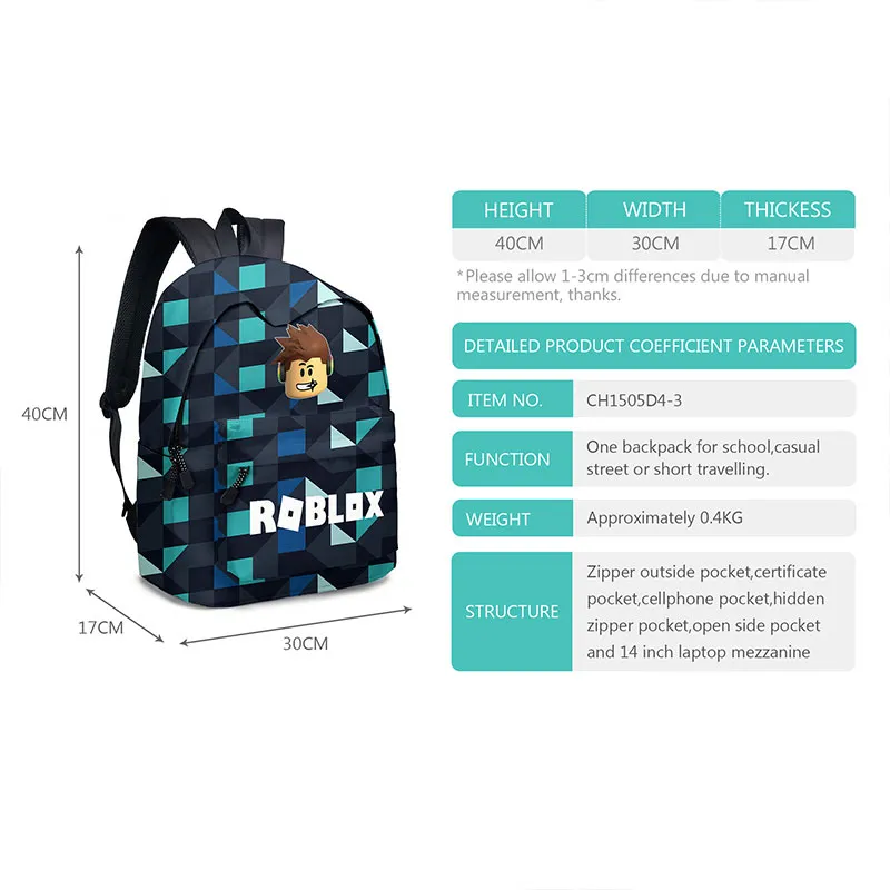 Just Star Game roblox two-piece school bag for elementary and